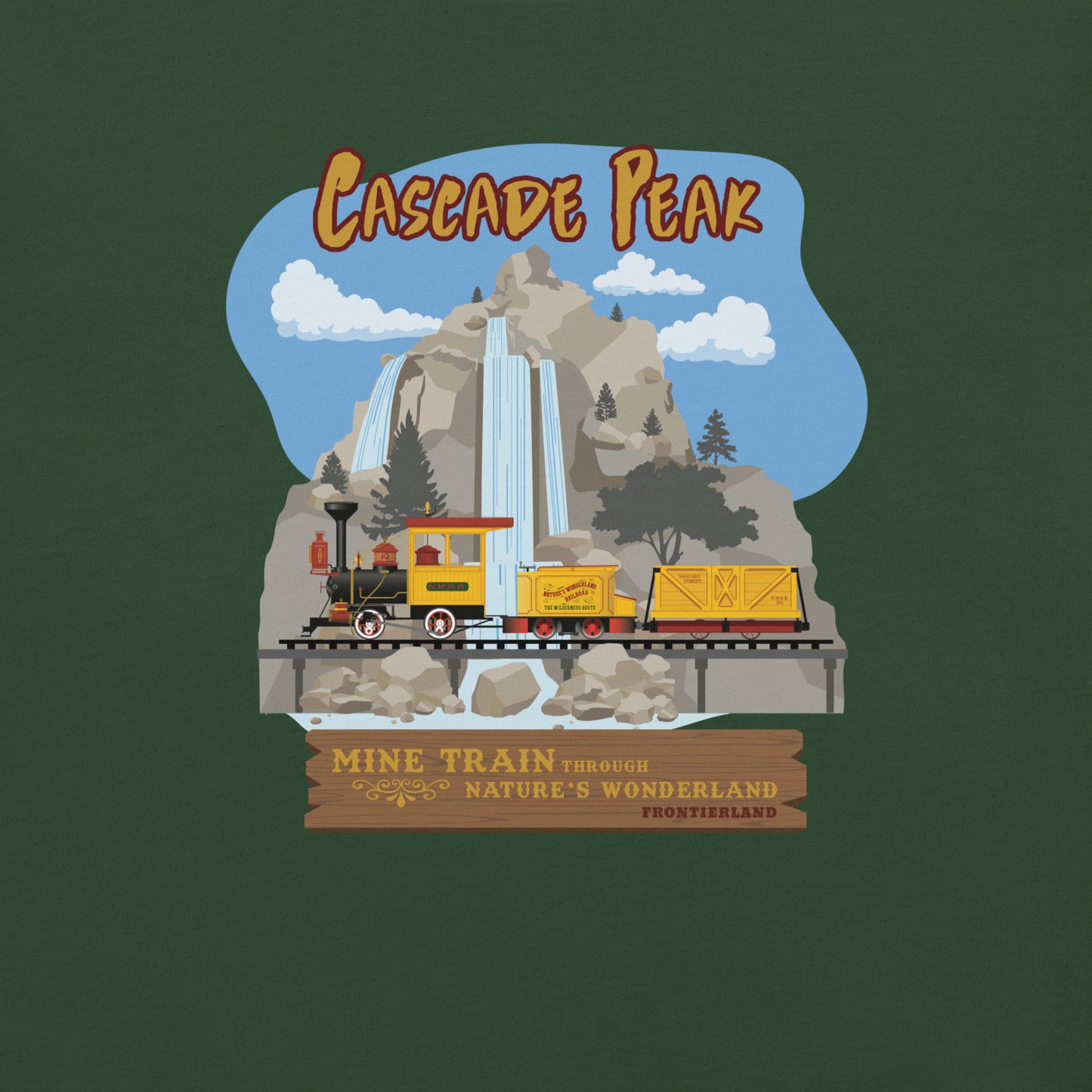 MINE TRAIN THROUGH NATURE'S WONDERLAND cascade peak T-Shirt