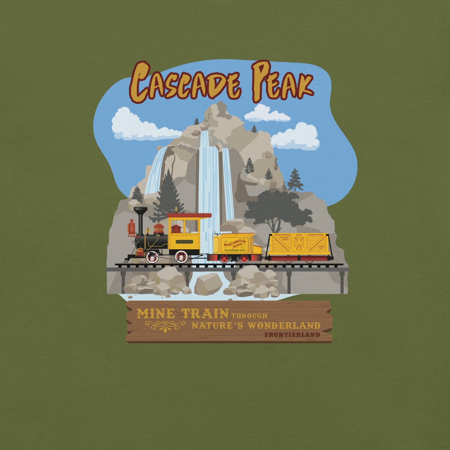 MINE TRAIN THROUGH NATURE'S WONDERLAND cascade peak T-Shirt