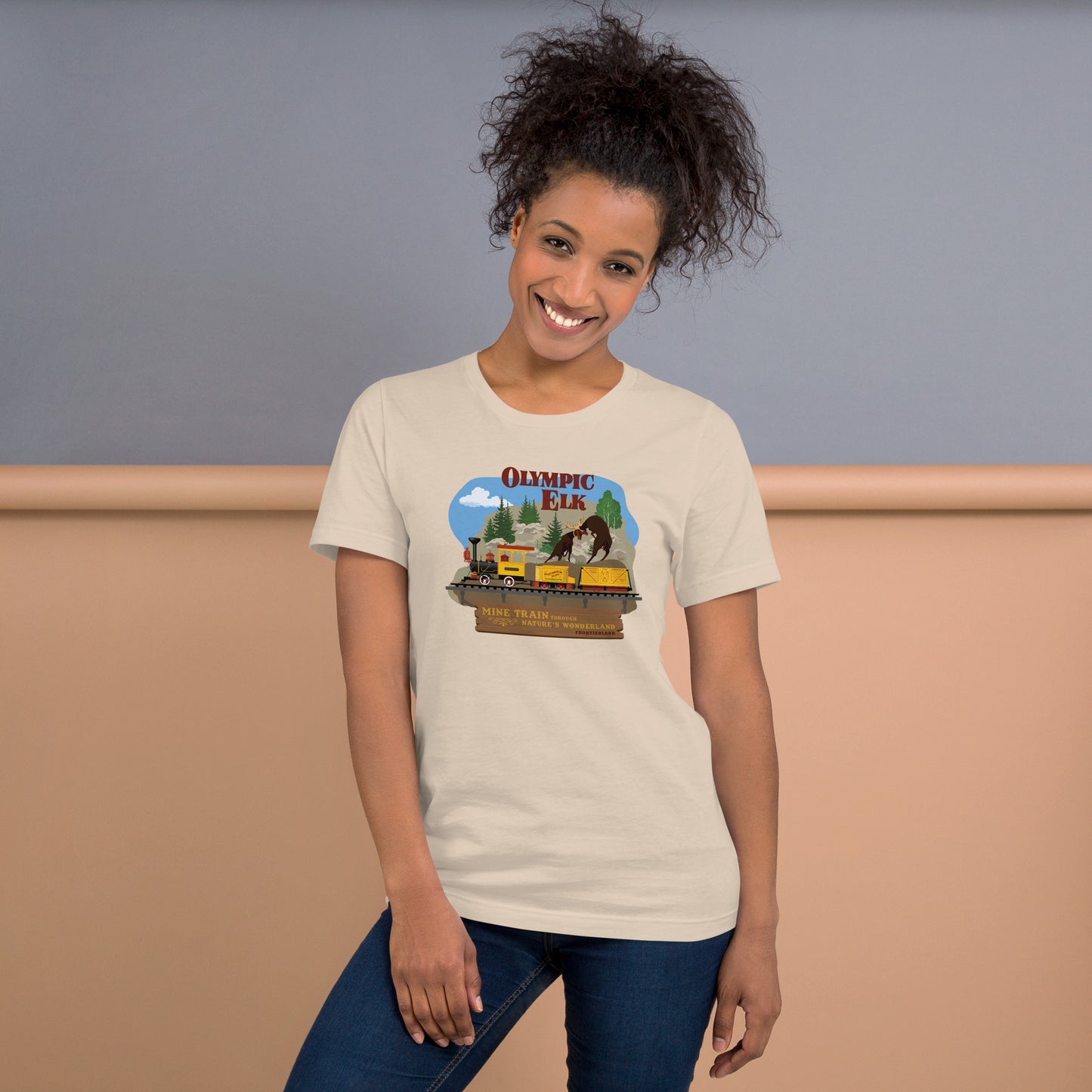 MINE TRAIN THROUGH NATURE'S WONDERLAND olympic elk T-Shirt