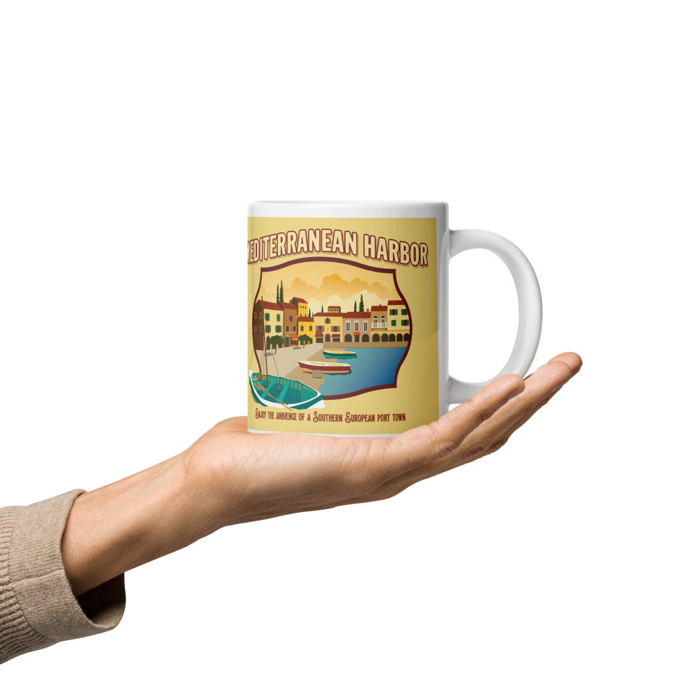 TDS MEDITERRANEAN HARBOR port title Mugs (3 sizes)