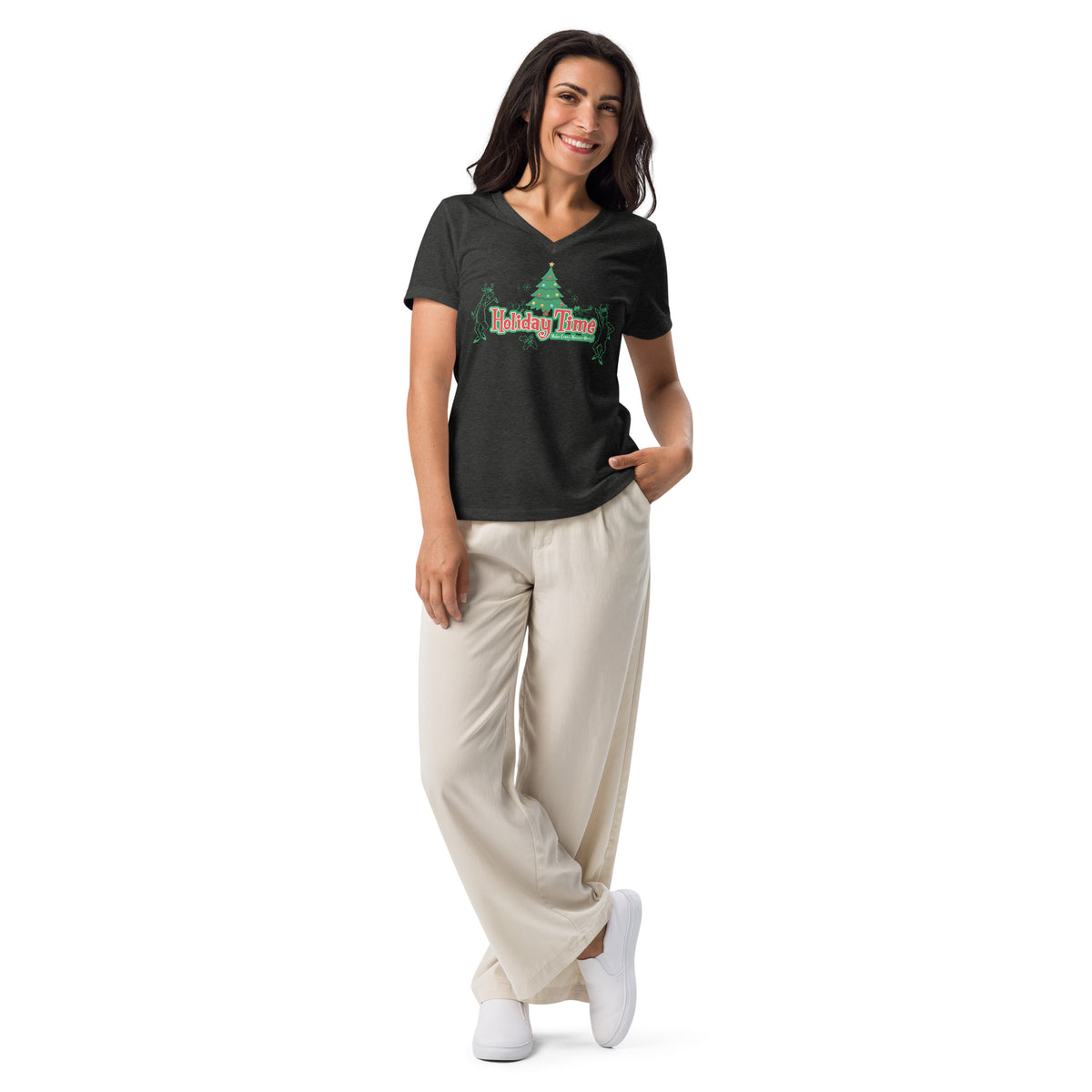 DL HOLIDAY TIME tree Women’s V-neck T-shirt