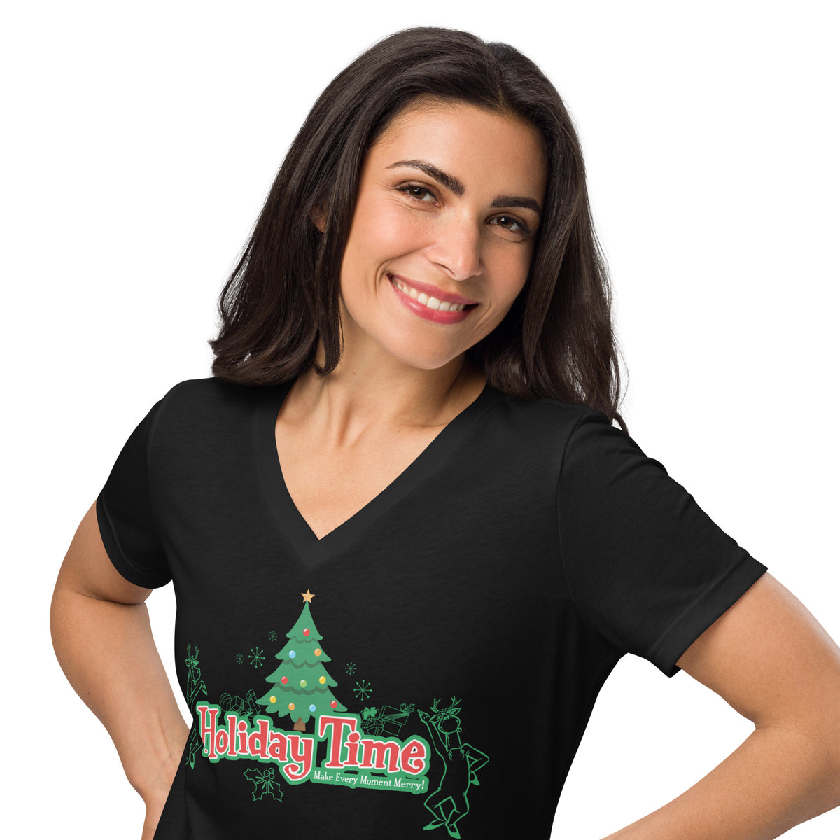 DL HOLIDAY TIME tree Women’s V-neck T-shirt