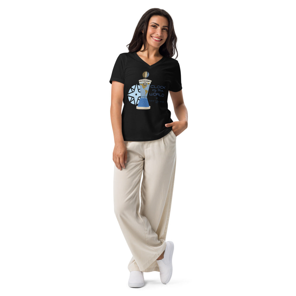CLOCK OF THE WORLD tower Women’s V-neck t-shirt