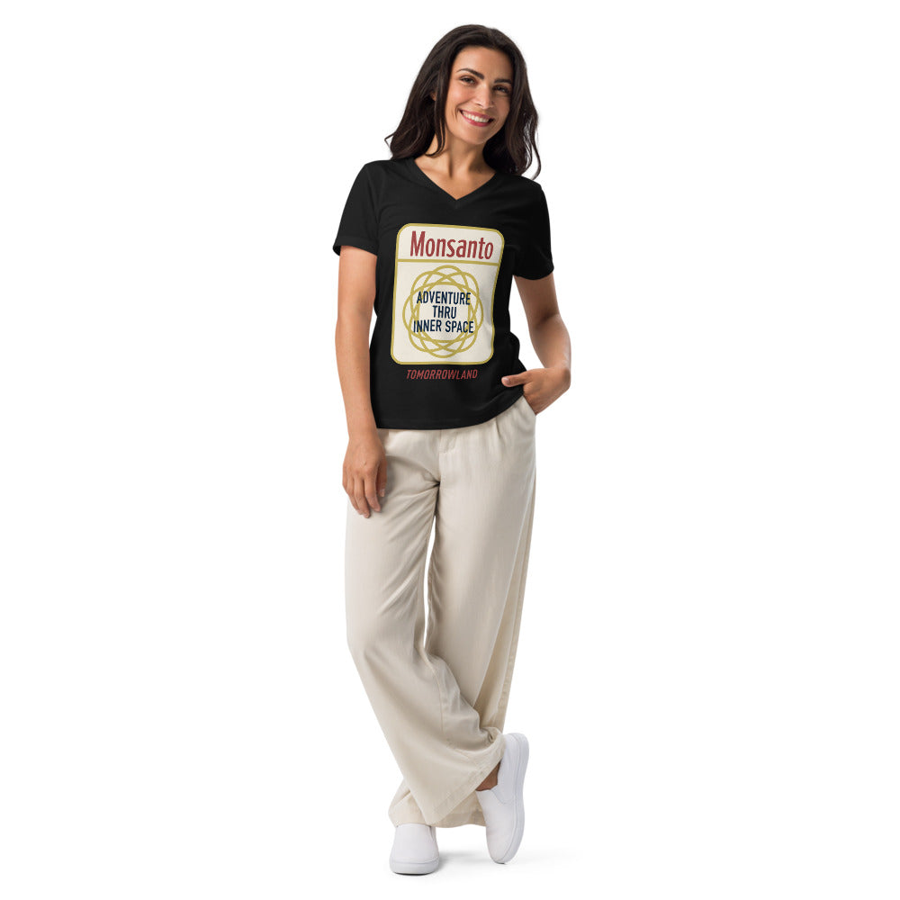 ADVENTURE THRU INNER SPACE monsanto Women’s V-neck t-shirt