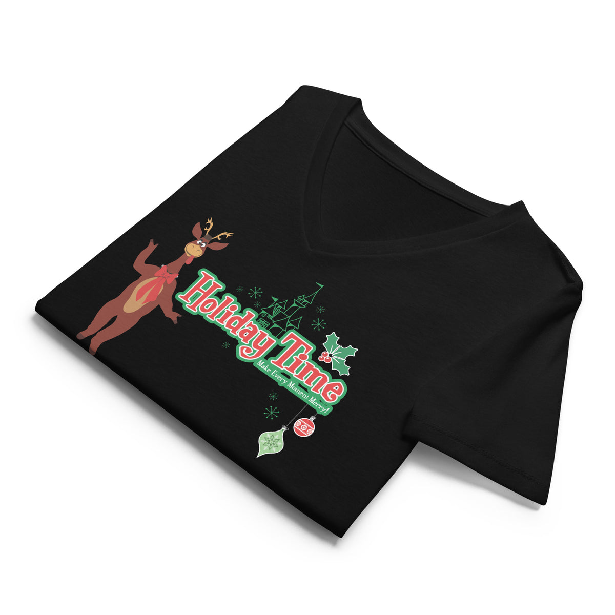 DL HOLIDAY TIME reindeer Women’s V-neck T-shirt